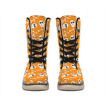Halloween Skull Pattern Print Winter Boots
