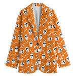 Halloween Skull Pattern Print Women's Blazer