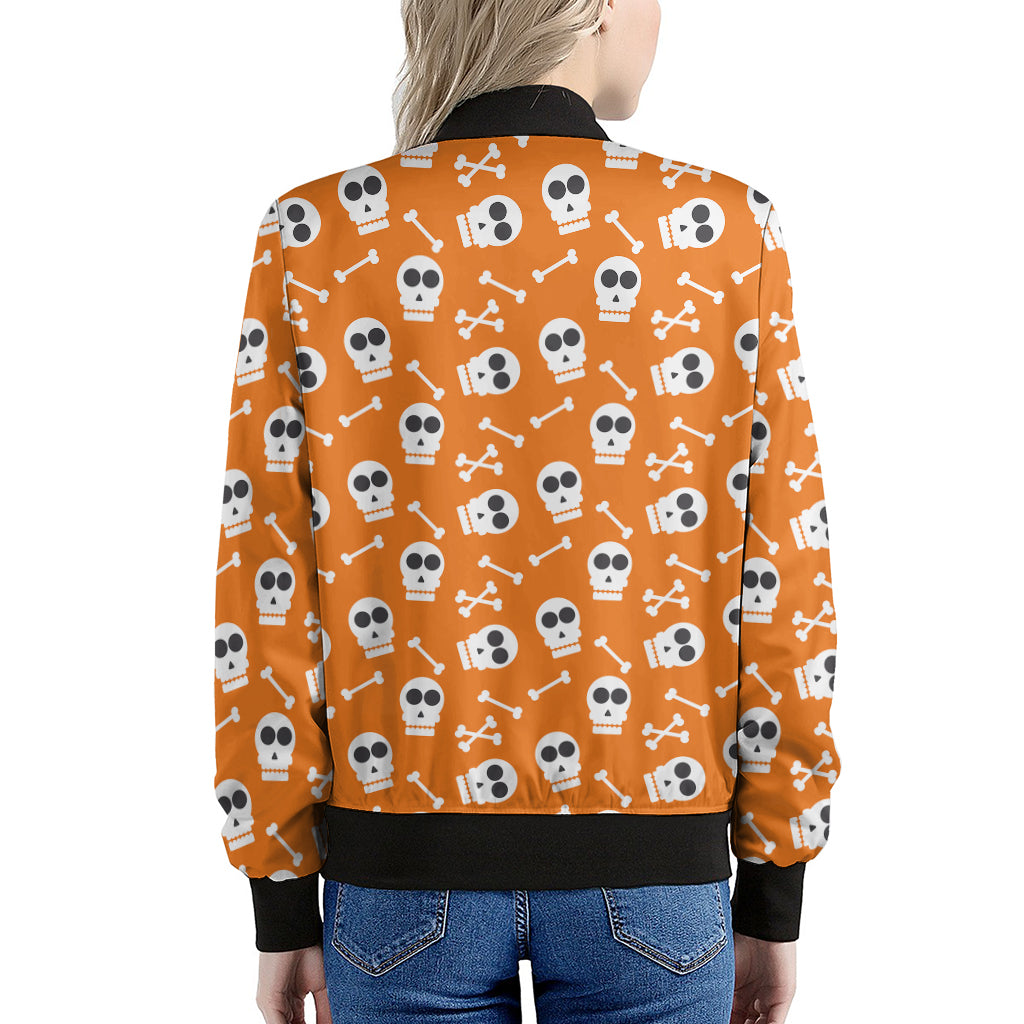 Halloween Skull Pattern Print Women's Bomber Jacket