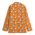 Halloween Skull Pattern Print Women's Cotton Blazer