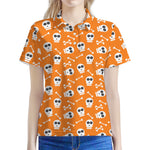 Halloween Skull Pattern Print Women's Polo Shirt
