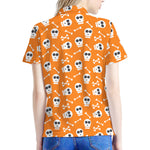 Halloween Skull Pattern Print Women's Polo Shirt
