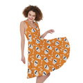 Halloween Skull Pattern Print Sleeveless Knee Length Dress
