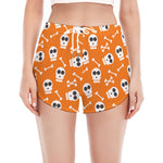 Halloween Skull Pattern Print Women's Split Running Shorts