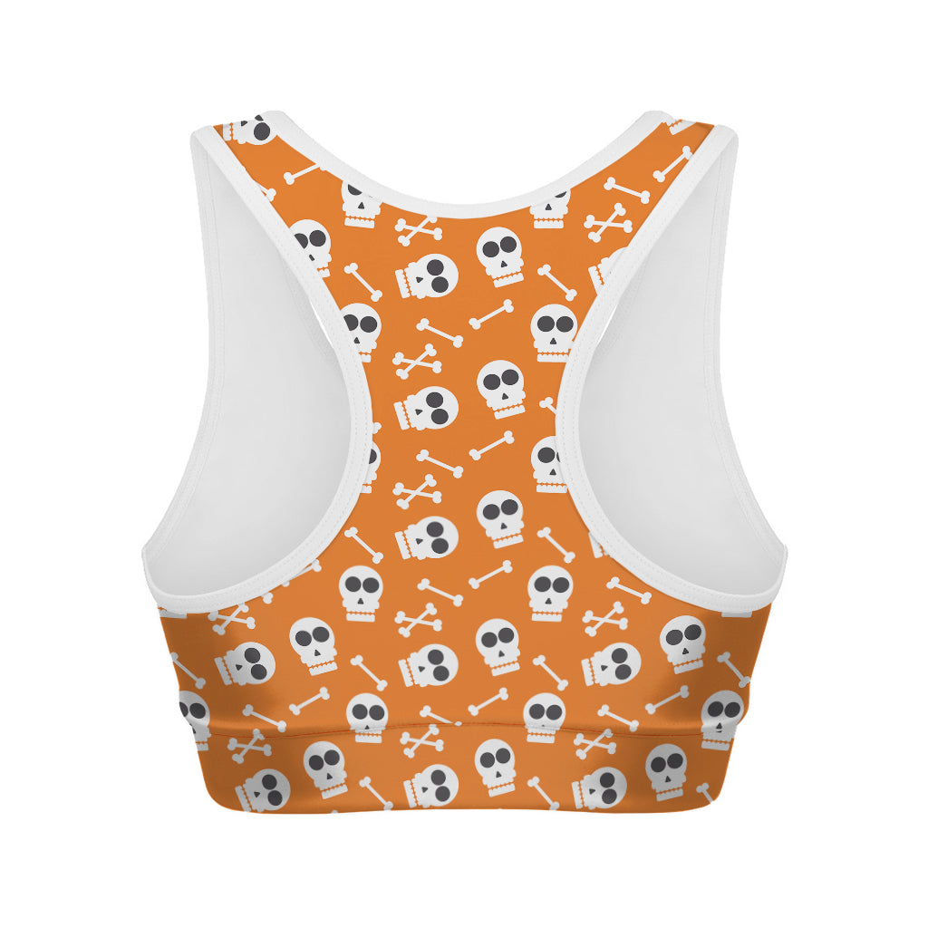 Halloween Skull Pattern Print Women's Sports Bra