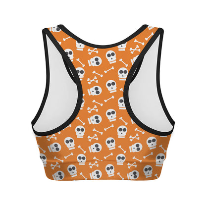 Halloween Skull Pattern Print Women's Sports Bra