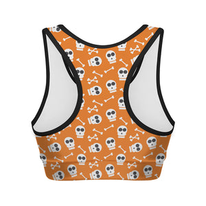 Halloween Skull Pattern Print Women's Sports Bra