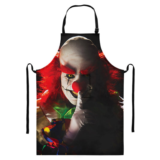 Halloween Smiling Clown Print Bib Apron With Pocket