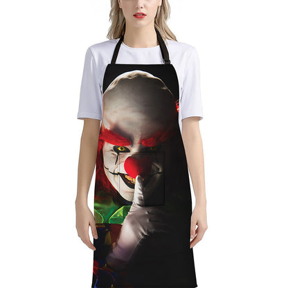 Halloween Smiling Clown Print Bib Apron With Pocket