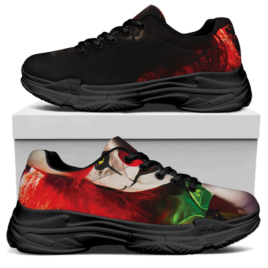 Halloween Smiling Clown Print Black Chunky Shoes