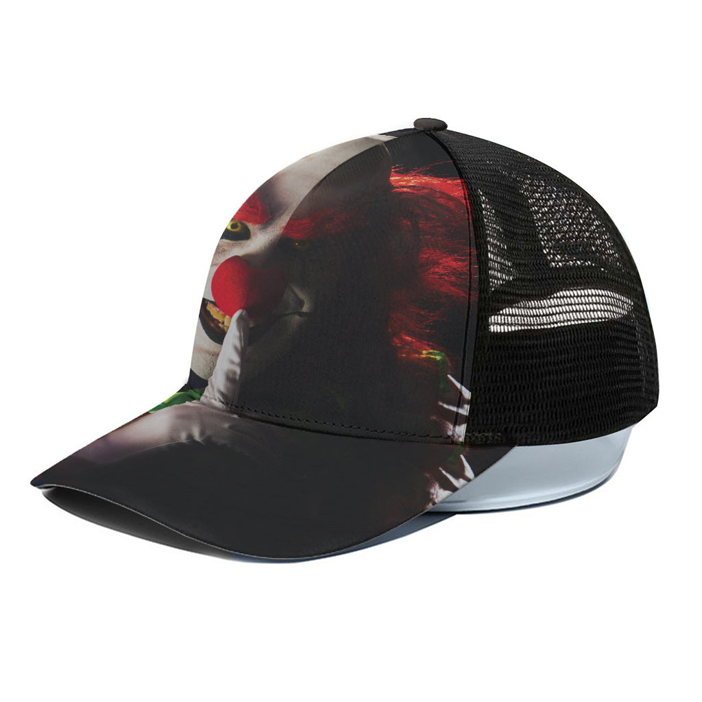 Halloween Smiling Clown Print Black Mesh Trucker Cap