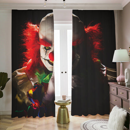 Halloween Smiling Clown Print Blackout Pencil Pleat Curtains