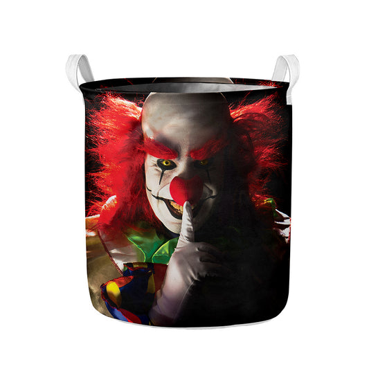 Halloween Smiling Clown Print Collapsible Laundry Basket