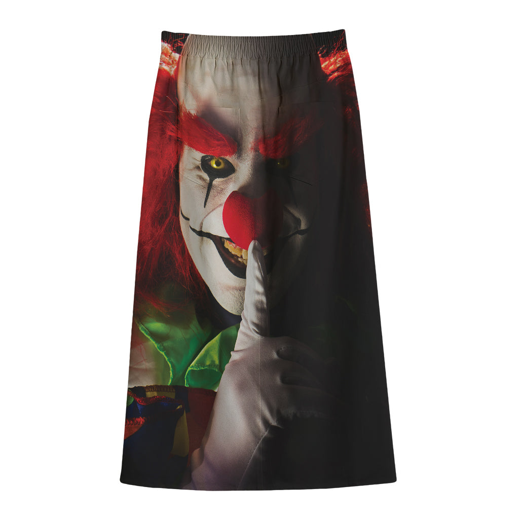Halloween Smiling Clown Print Cotton Front Slit Maxi Skirt