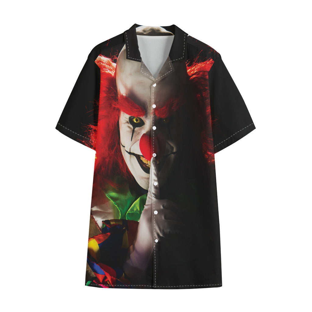 Halloween Smiling Clown Print Cotton Hawaiian Shirt