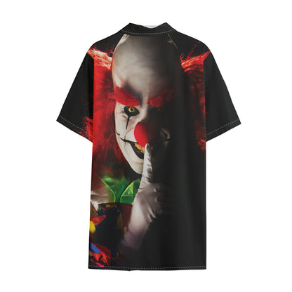 Halloween Smiling Clown Print Cotton Hawaiian Shirt