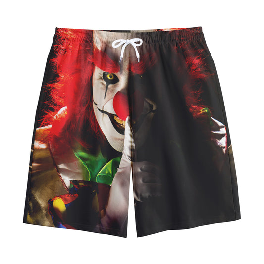 Halloween Smiling Clown Print Cotton Shorts