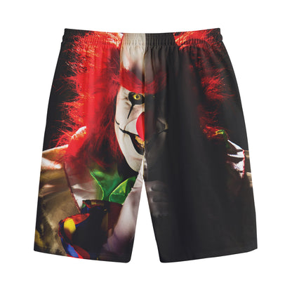 Halloween Smiling Clown Print Cotton Shorts