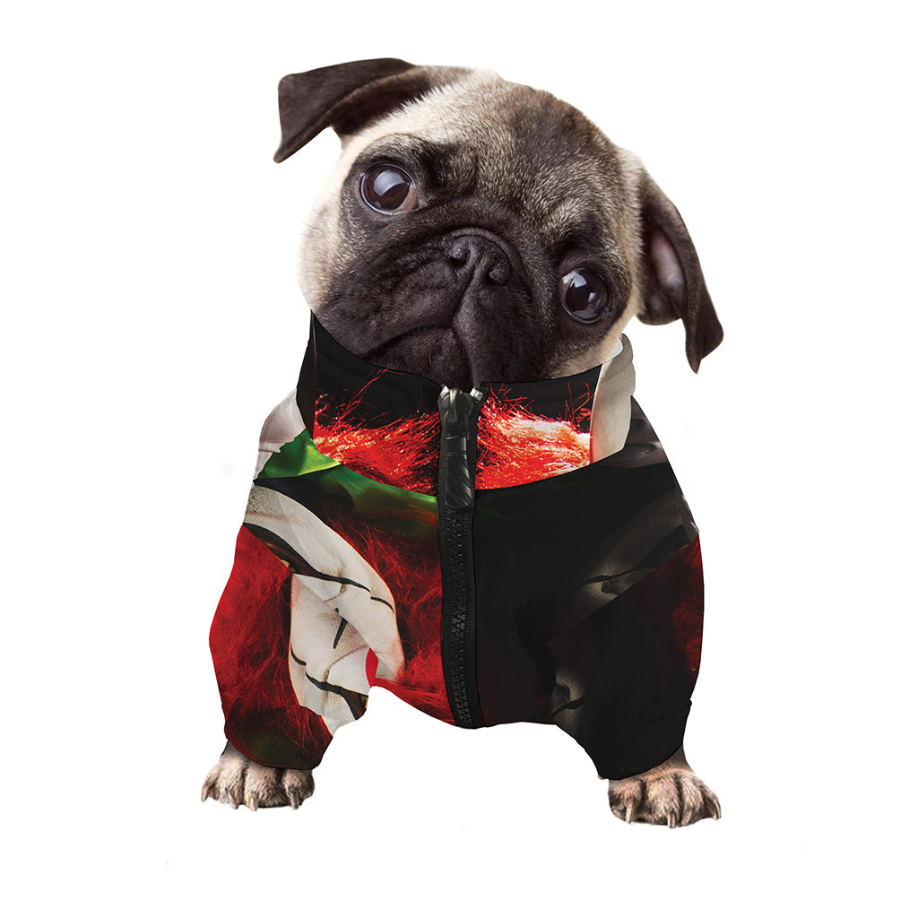 Halloween Smiling Clown Print Dog Zip Up Jacket