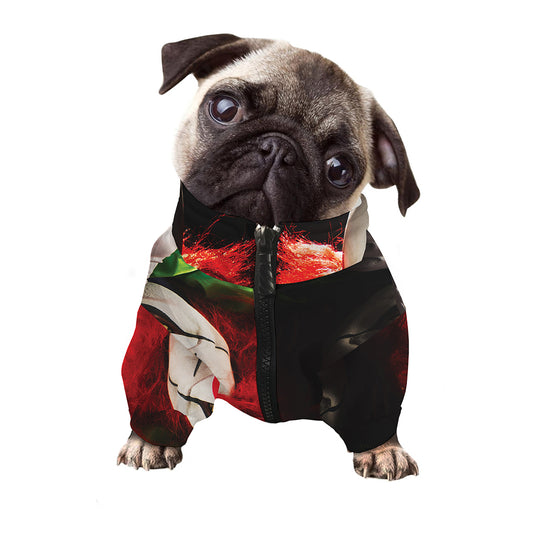 Halloween Smiling Clown Print Dog Zip Up Jacket