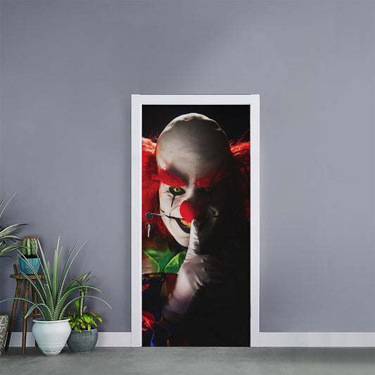 Halloween Smiling Clown Print Door Sticker