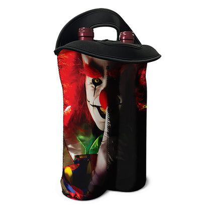 Halloween Smiling Clown Print Double Neoprene Wine Tote