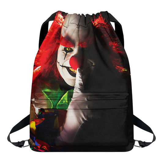 Halloween Smiling Clown Print Drawstring Backpack