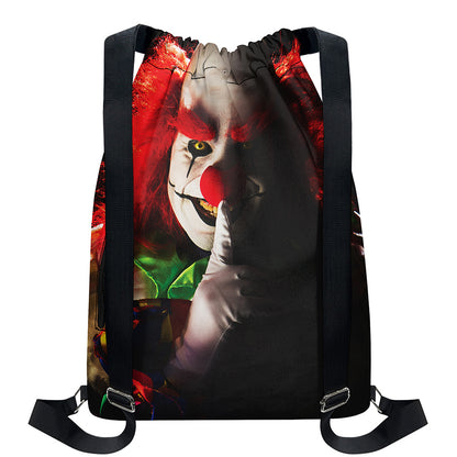 Halloween Smiling Clown Print Drawstring Backpack