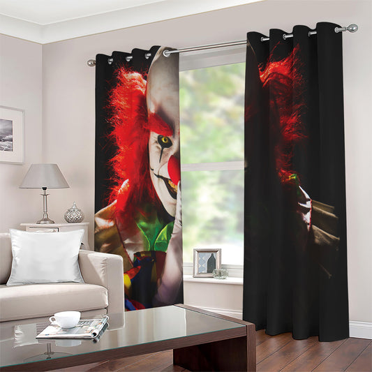 Halloween Smiling Clown Print Extra Wide Grommet Curtains