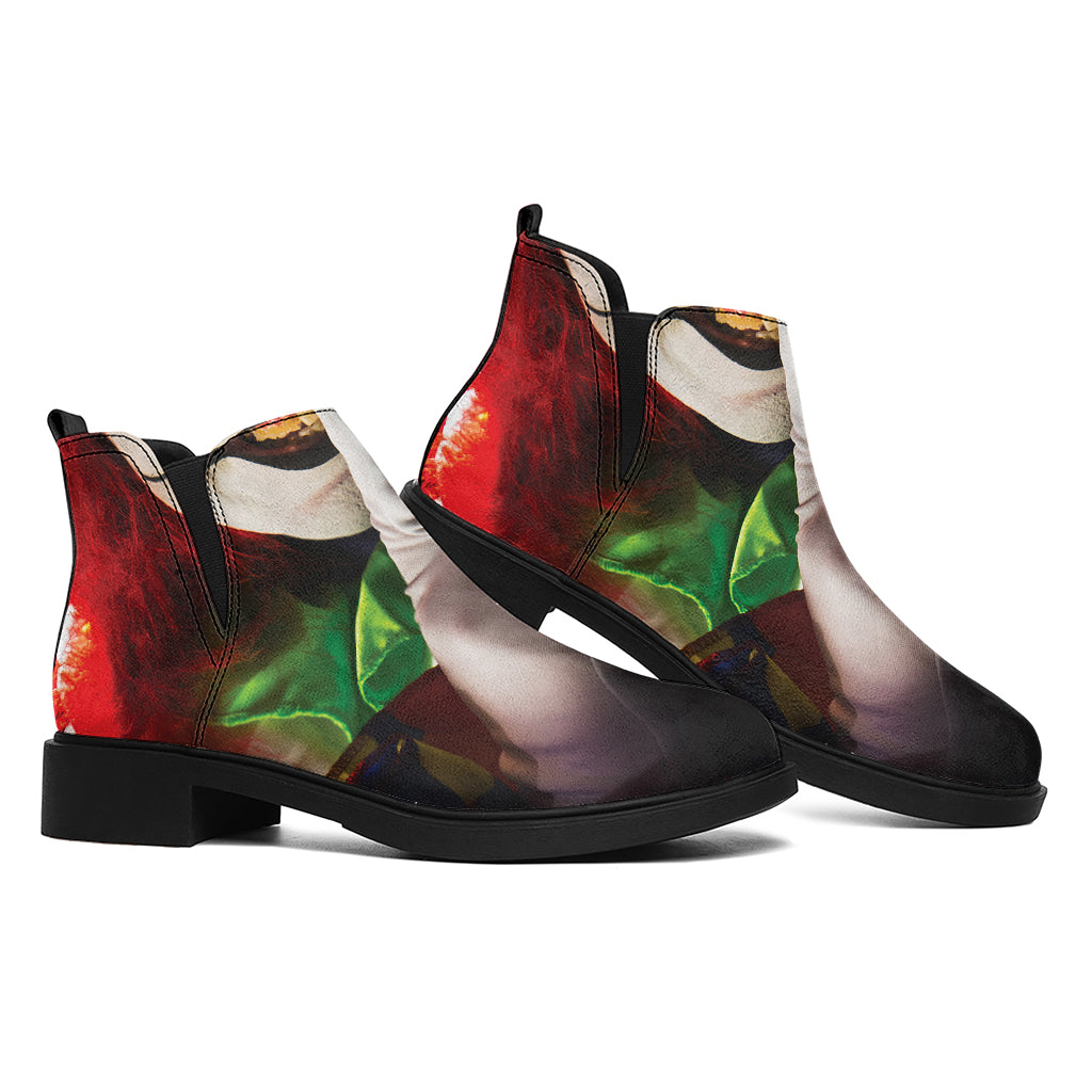 Halloween Smiling Clown Print Flat Ankle Boots