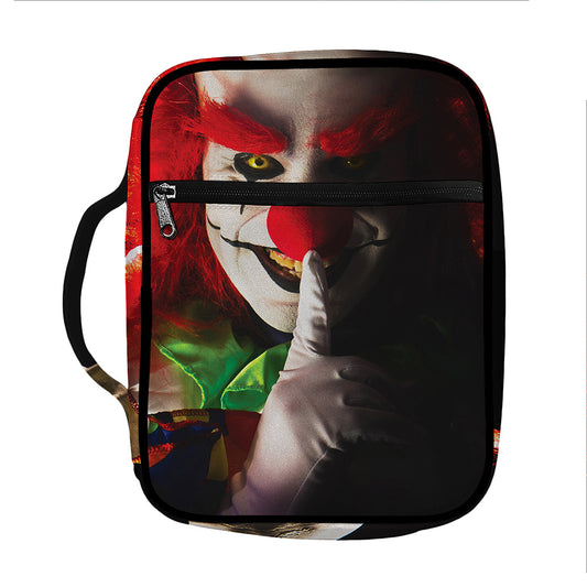 Halloween Smiling Clown Print Front Pocket Bible Bag