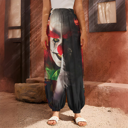 Halloween Smiling Clown Print Harem Pants