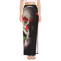 Halloween Smiling Clown Print High Slit Maxi Skirt