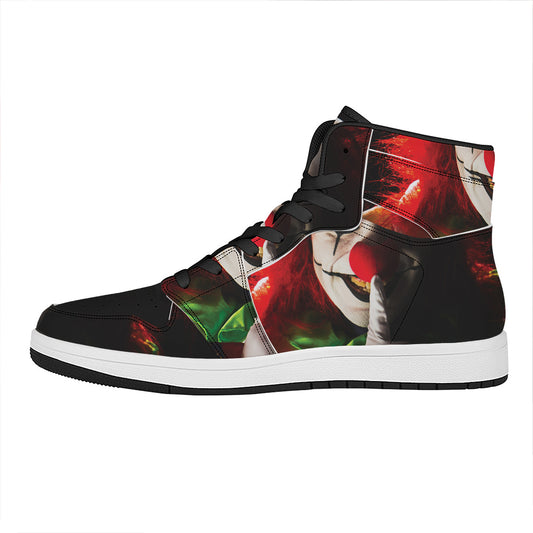 Halloween Smiling Clown Print High Top Leather Sneakers