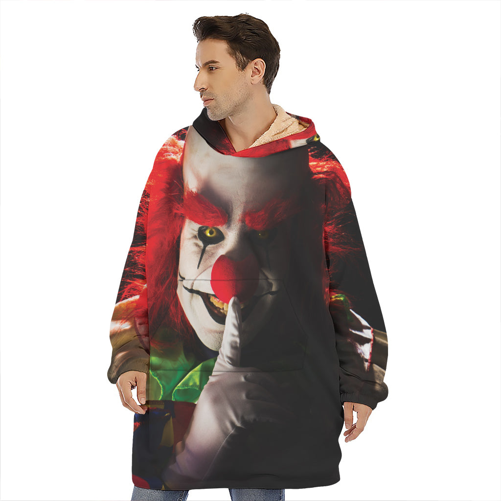 Halloween Smiling Clown Print Hoodie Blanket