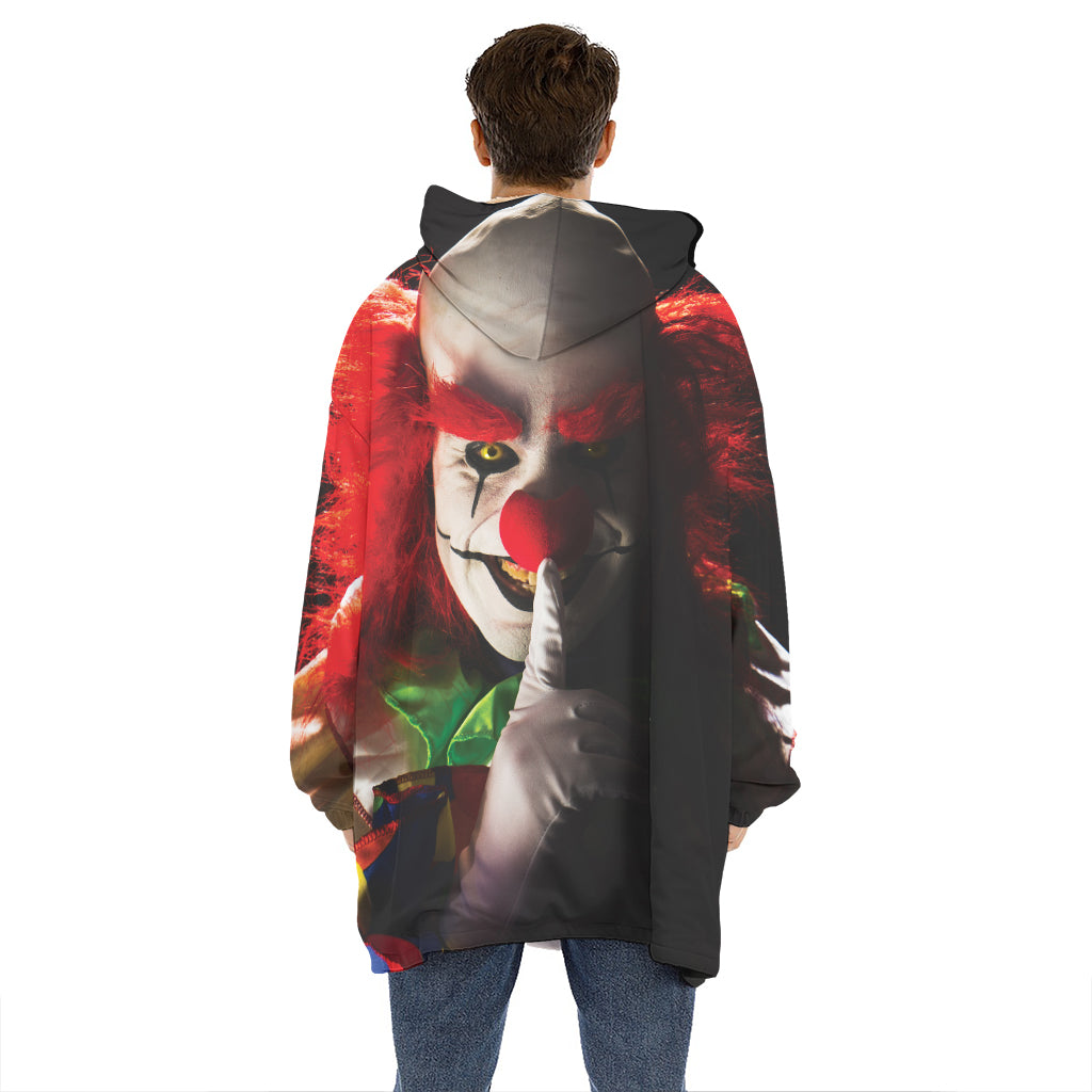 Halloween Smiling Clown Print Hoodie Blanket
