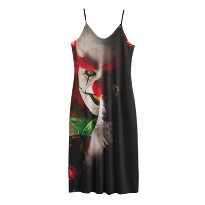 Halloween Smiling Clown Print Jersey Midi Cami Dress
