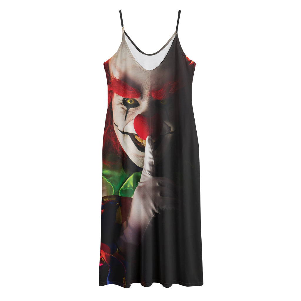 Halloween Smiling Clown Print Jersey Midi Cami Dress