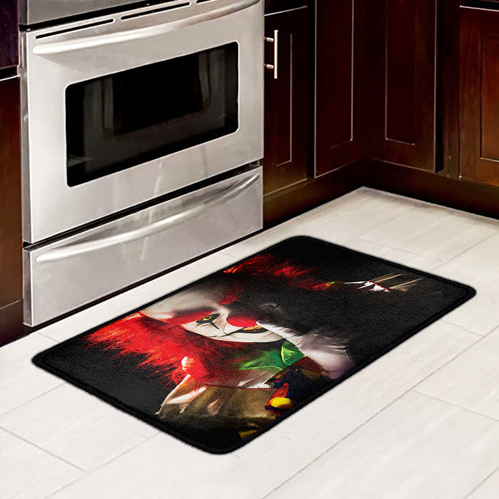 Halloween Smiling Clown Print Kitchen Mat