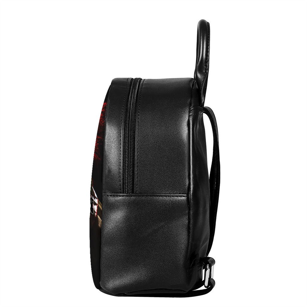 Halloween Smiling Clown Print Leather Backpack