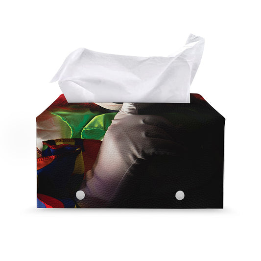 Halloween Smiling Clown Print Leather Tissue Box Cover