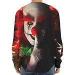 Halloween Smiling Clown Print Long Sleeve Baseball Jersey