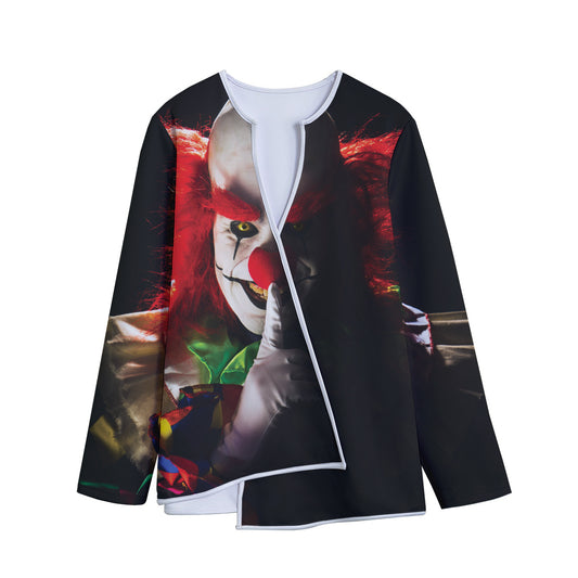 Halloween Smiling Clown Print Long Sleeve Short Coat
