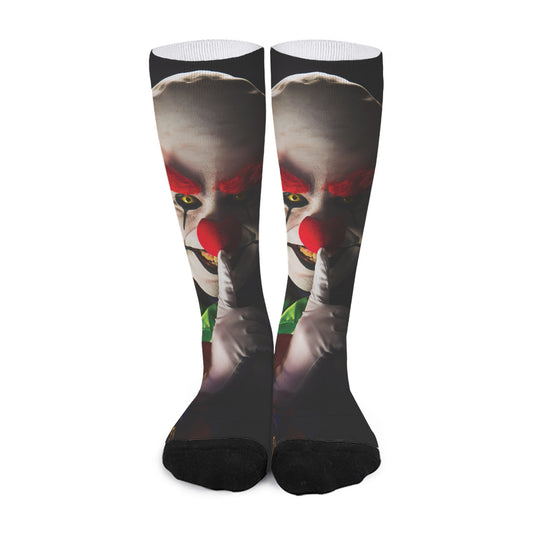 Halloween Smiling Clown Print Long Socks