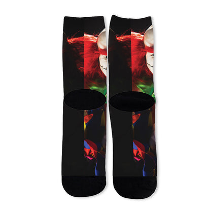 Halloween Smiling Clown Print Long Socks