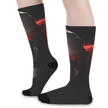 Halloween Smiling Clown Print Long Socks