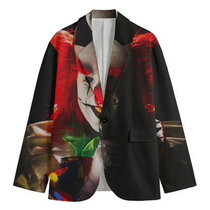 Halloween Smiling Clown Print Men's Blazer