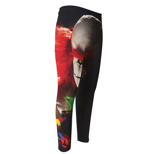 Halloween Smiling Clown Print Men's Compression Pants