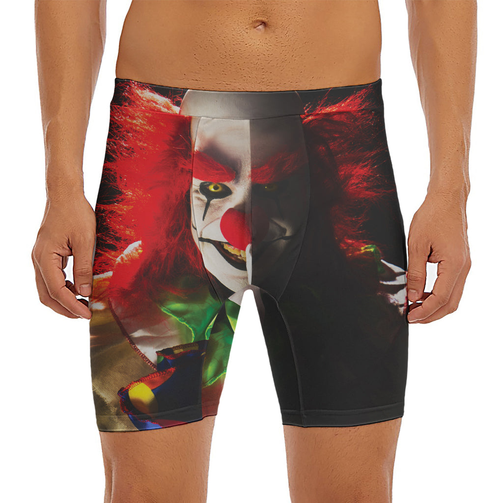 Halloween Smiling Clown Print Men's Long Boxer Briefs
