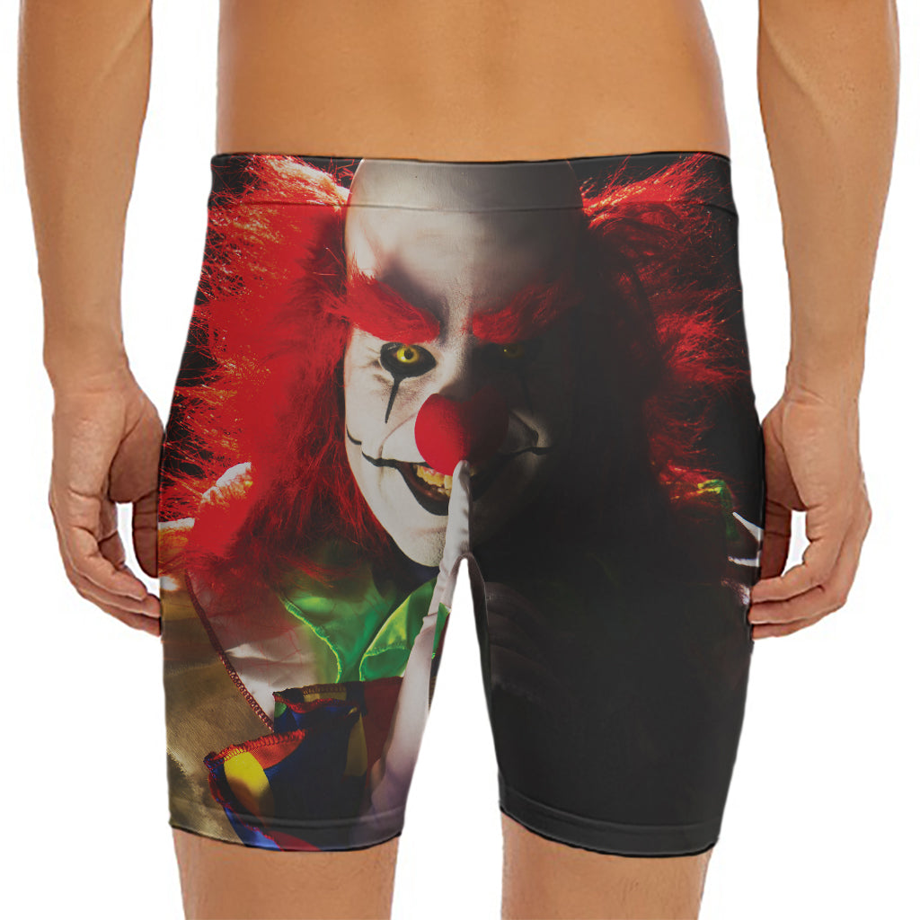 Halloween Smiling Clown Print Men's Long Boxer Briefs
